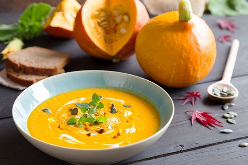 Kürbissuppe bei einem Catering