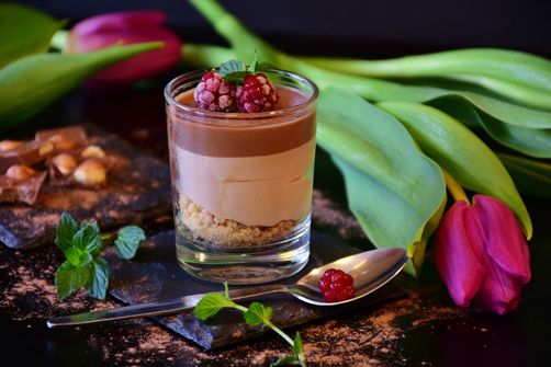 Dessert im Glas bei einem Catering